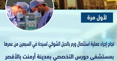 لأول مرة بالأقصر.. نجاح استئصال ورم بالحبل الشوكى لسيدة فى الـ70 من عمرها