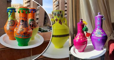 أمانى استغلت فترة إصابتها بكورونا وحولت القلل لقطع فنية وديكورات مبهجة
