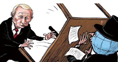 كاريكاتير اليوم.. الرئيس الروسى يقلب الطاولة فى وجه الغرب بسبب أزمة أوكرانيا