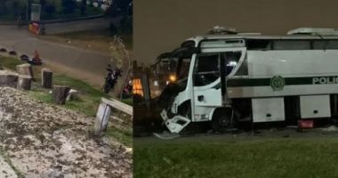 انفجار عبوة ناسفة بمركز شرطة فى كولومبيا وإصابة شخصين وتضرر 11 منزلا.. فيديو
