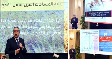 رئيس الوزراء خلال مؤتمر صحفى: توجيهات من الرئيس السيسى بتوفير رصيد احتياطى دائم لا يقل عن 3 – 6 أشهر من السلع الأساسية.. ولن نسمح بتخزين أى سلع أو أى نوع من الاحتكار.. والدولة ستواجه هذه الظواهر بكل حسم وشدة