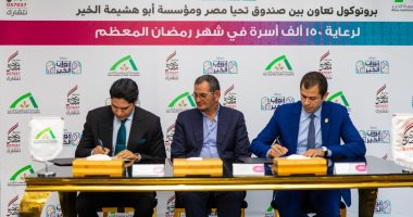 بروتوكول تعاون بين صندوق تحيا مصر ومؤسسة أبو هشيمة الخير لرعاية 150 ألف أسرة