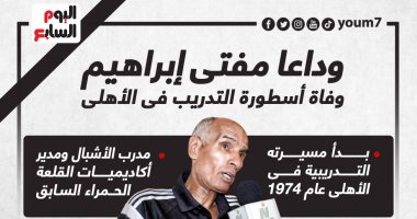 وداعًا مفتى إبراهيم.. وفاة أسطورة التدريب فى الأهلى.. إنفوجراف