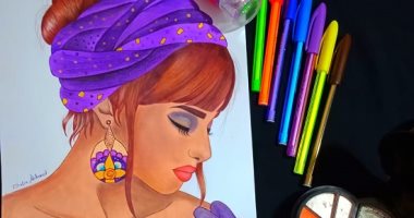 داليا تبدع فى الرسم بالميكب القديم: علمت نفسى بنفسى وأنجز اللوحة فى 3 أيام