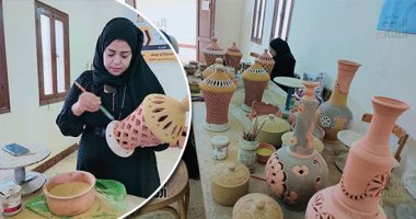 إحياء صناعة الفخار برؤية عصرية فى الوادى الجديد.. إنتاج وحدات الديكور والإضاءة وفوانيس رمضان والنافورات الإبداعية.. "ثقافة الخارجة": الفخار آمن وصحى.. وننظم دورات لتأهيل الشباب على احتراف المهنة.. فيديو وصور