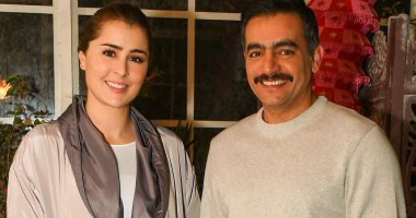 عائشة بن أحمد برفقة هانى سلامة فى كواليس "ملف سرى"