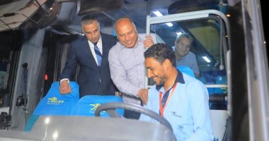وزير النقل ومحافظ سوهاج يدشنان خطوط النقل الجماعى للركاب.. صور
