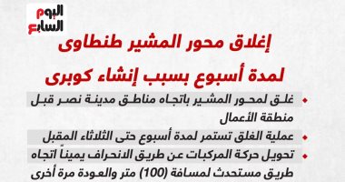 إغلاق محور المشير طنطاوى لمدة أسبوع بسبب إنشاء كوبرى.. إنفوجراف