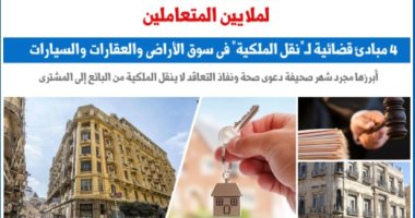 4 مبادئ قضائية لـ"نقل الملكية" فى سوق العقارات والسيارات.. نقلا عن برلماني