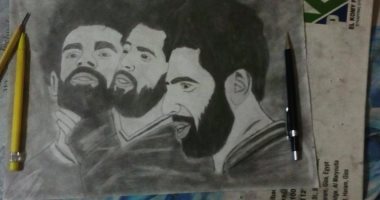 قارئ يبدع فى رسم برتوريهات لفخر العرب "محمد صلاح"