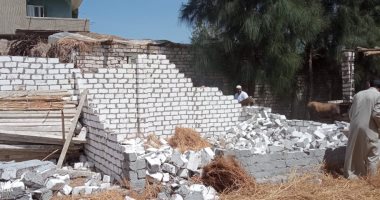 إزالة تعديات على أراض زراعية ووقف 3 حالات بناء مخالف بكفر الشيخ.. صور