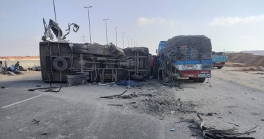 المعاينة بحادث الدائرى الإقليمى: السرعة الزائدة من سائق التريلا سبب الاصطدام