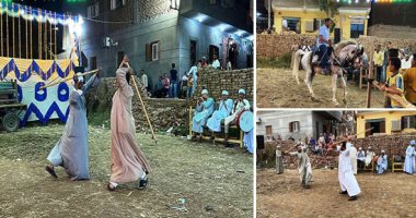 مش هتشوفها غير فى الأقصر.. هنا حفلات الزفاف شكل تانى.. حلقات تحطيب ولعبة العصا بين ملوك اللعبة من الصعيد.. ورقص بالخيول العربية الأصيلة على أنغام المزمار البلدى.. ومآدب غداء للضيوف بأكلة "الكمونية".. فيديو