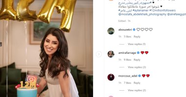 آيتن عامر تحتفل بوصول عدد متابعيها على إنستجرام لـ 12 مليونًا 
