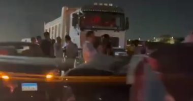 صور جديدة لحادث تصادم تريلا وأتوبيس و7 سيارات بطريق المحور