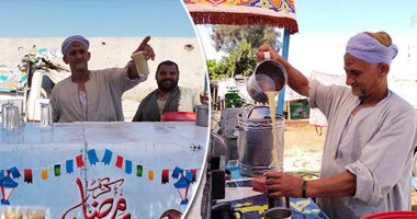 قصب الصعيد في القليوبية عيد.. شاهد حكاية عم إبراهيم مع 50 سنة من بيع عصير القصب بسوق المواشى.. ورث المهنة عن أبيه وجده.. ويؤكد: قصب الجنوب لا يعلى عليه.. وزوجت أبنائى الثلاثى من كوب العصير