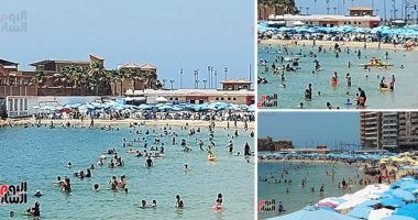 كأننا فى شهر  أغسطس.. زحام كبير على بحر إسكندرية بعد ارتفاع درجات الحرارة إلى 30 فى العظمى بسبب منخفض السودان شديد الحرارة.. وعروس المتوسط تستعد بـ61 شاطئا فى موسم صيف ساخن جدا.. فيديو وصور