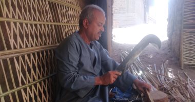 شوف إزاى القناوية بيصنعوا الديكور من الجريد.. أحمد منصور 40 سنة فى الصنعة