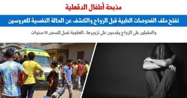 حادث أطفال الدقهلية يفتح ملف الفحوصات الطبية قبل الزواج.. نقلا عن "برلماني" 
