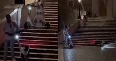 سائحة أمريكية تسبب أضرارا بـ26 ألف دولار فى سلالم تاريخية بروما.. فيديو وصور