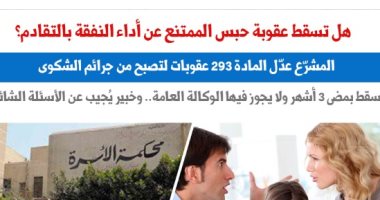 موقع برلمانى يكشف عن عقوبة حبس الممتنع عن أداء النفقة بالتقادم