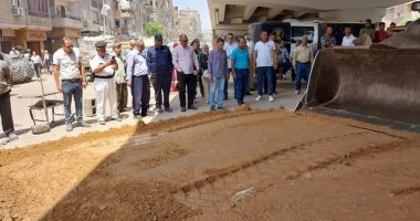 إصلاح هبوط أرضى بشبرا الخيمة وإعادة الحركة المرورية
