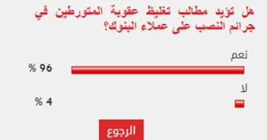 96 % من القراء يؤيدون مطالب تغليظ عقوبة المتورطين فى جرائم النصب على عملاء البنوك