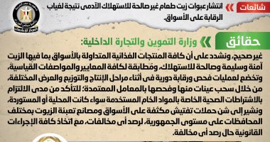 الحكومة تنفى انتشار عبوات زيت طعام غير صالحة للاستهلاك الآدمى 