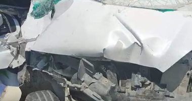 تعطل حركة المرور بطريق "بنها- المنصورة" بسبب حادث تصادم سيارتين بكفر شكر