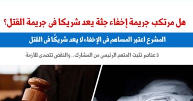 هل مرتكب جريمة إخفاء جثة يعد شريكا فى جريمة القتل؟ عن "برلمانى"