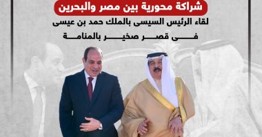 شراكة محورية بين مصر والبحرين.. لقاء الرئيس السيسى بالملك حمد بن عيسى ..إنفوجراف
