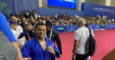 محمد عبد الموجود يتوج بذهبية الجودو وزن 66 كيلو بدورة البحر المتوسط