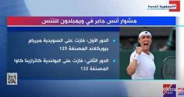"إكسترا نيوز" تعرض تقريرا عن مشوار أنس جابر في ويمبلدون للتنس