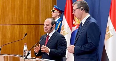الرئيس السيسى فى مؤتمر صحفى مع نظيره الصربى: توافقنا على مواصلة المشاورات السياسية والاقتصادية والفنية والعلمية بين البلدين.. وأكدنا على أهمية إيجاد بدائل وحلول لتجنيب الشعوب آثار الأزمة الروسية الأوكرانية