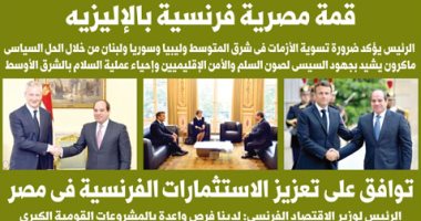 قمة مصرية فرنسية بالإليزيه.. غدا بـ"اليوم السابع"