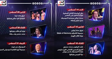 حفلات كبار نجوم الطرب بقلعة صلاح الدين.. اختر سهرتك الغنائية لنجمك المفضل.. إنفوجراف