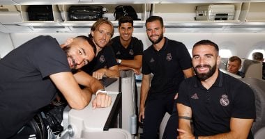 بعثة ريال مدريد تطير إلى فنلندا لمواجهة فرانكفورت فى السوبر الأوروبى.. صور