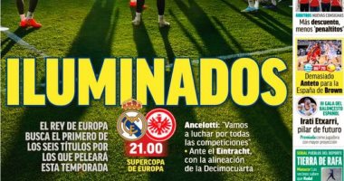 موقعة السوبر الأوروبى بين ريال مدريد وفرانكفورت على رأس عناوين صحف أوروبا