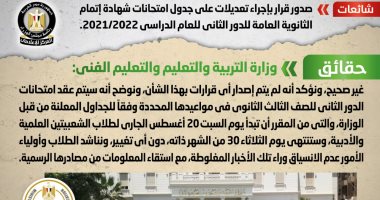 الحكومة تنفى إجراء تعديلات على جدول امتحانات الثانوية العامة للدور الثانى