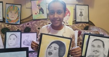الطفلة المبدعة عمرها 12 عامًا وترسم بورتريهات ولوحات لكبار المشاهير