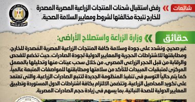 الحكومة تنفى رفض استقبال شحنات المنتجات الزراعية المصرية المصدرة للخارج