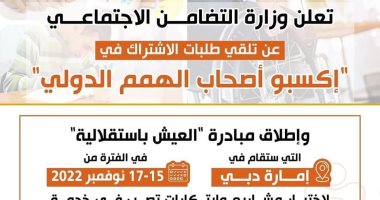 "التضامن": آخر موعد لتلقى طلبات ذوى الهمم للاشتراك فى مبادرة العيش باستقلالية بدبى.. إنفوجراف