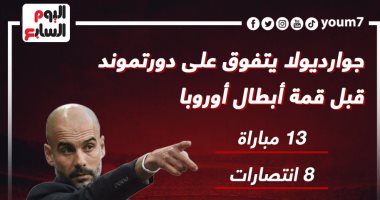 جوارديولا يتفوق على دورتموند قبل قمة دورى أبطال أوروبا اليوم.. إنفوجراف