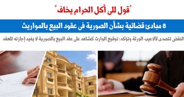 8 مبادئ قضائية بشأن الصورية فى عقود البيع بالمواريث.. عن "برلماني"
