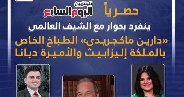 ردود فعل واسعة على انفراد تليفزيون "اليوم السابع" بلقاء طباخ الملكة إليزابيث.. الشيف العالمى ماكجريدى كشف كواليس القصر الملكى.. القرموطى وخيرى رمضان يشيدان باللقاء.. وقناة "Ten" تسلط الضوء على كواليس الحلقة