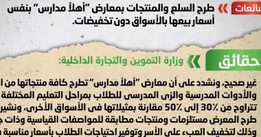 الحكومة تنفى طرح السلع والمنتجات بمعارض أهلا مدارس بنفس أسعار بيعها بالأسواق