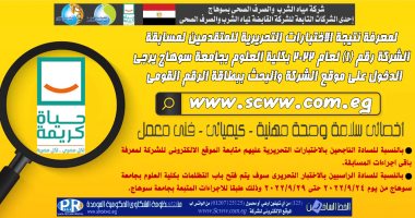 "مياه سوهاج" تعلن نتيجة الاختبارات التحريرية للمتقدمين لمسابقات التوظيف
