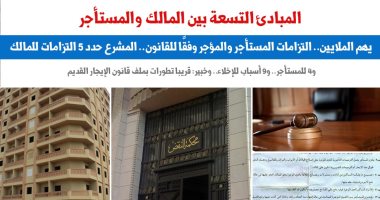 يهم الملايين.. المبادئ الـ9 بين المالك والمستأجر.. نقلا عن "برلماني"