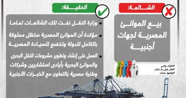 خليك واعى.. لا صحة لبيع أى من الموانئ المصرية لجهات أجنبية (إنفوجراف)
