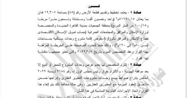 وزير الإسكان يعتمد مخطط أرض لتنفيذ مشروع سكنى بالقاهرة الجديدة